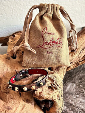 Christian Louboutin Loubilink Spiked Leather Bracelet Authentic.